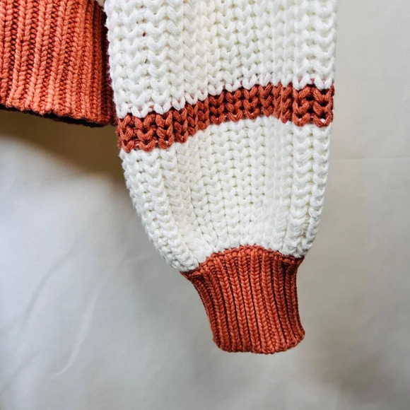 In Loom Size Medium Sweater Cotton Striped Oversized Cozy Casual - Picture 3 of 7